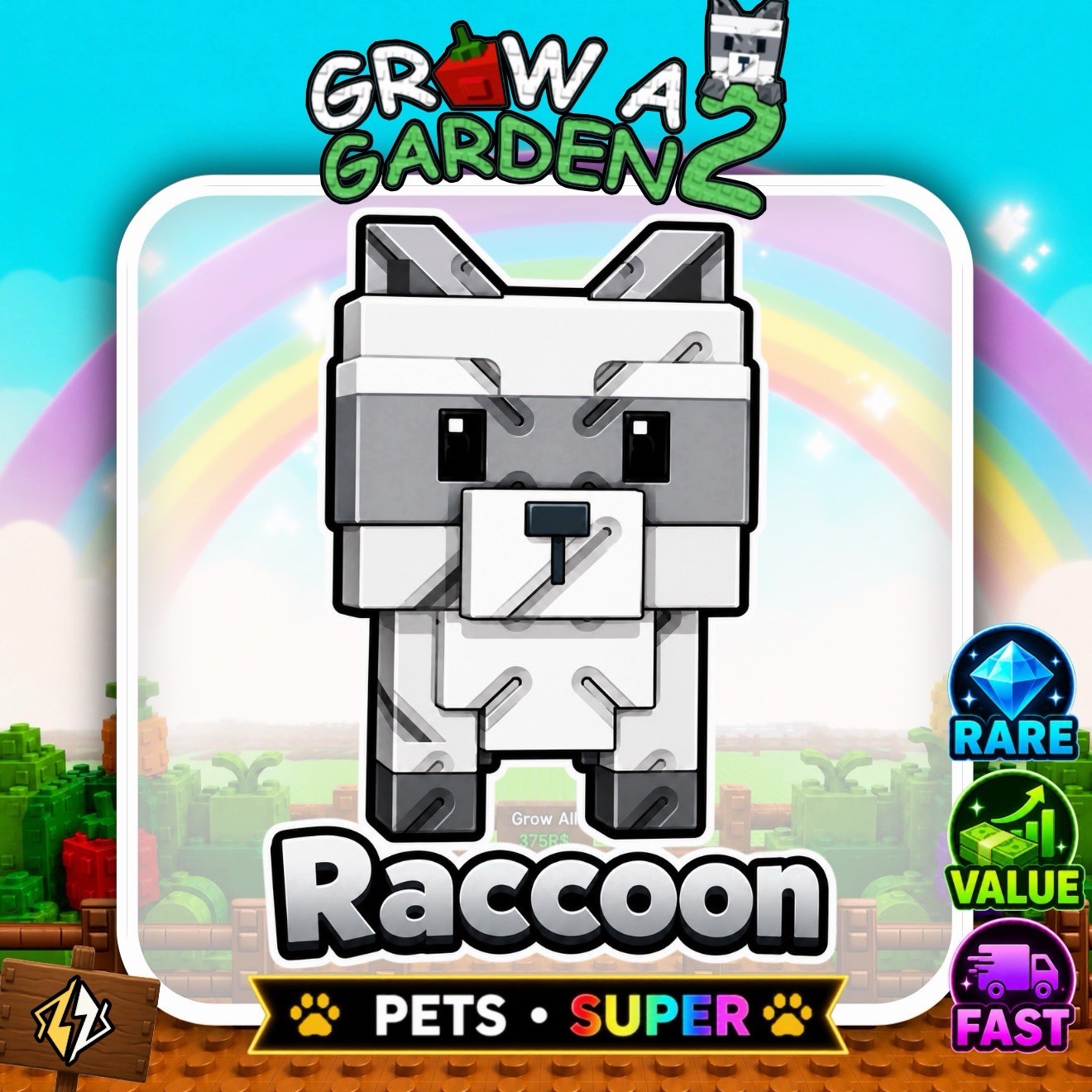 🌱Grow A Garden 2🌱 | 1x Raccoon 🪴 | CHEAP AND FAST DELIVERY⚡️
