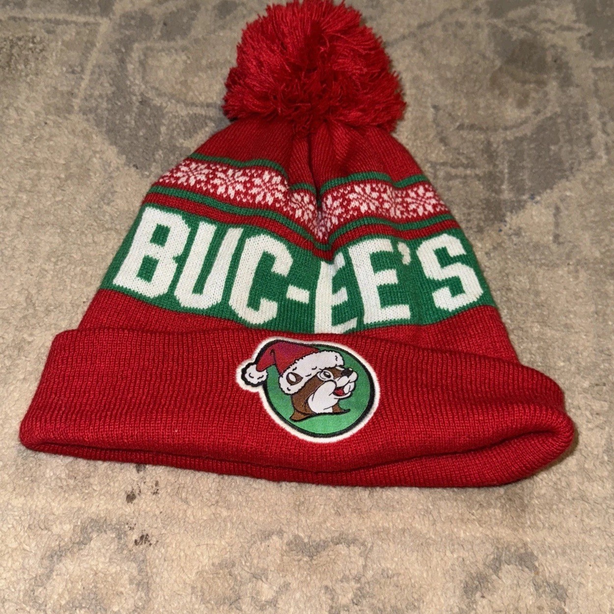 Buc-ee's Christmas Pom Beanie Red Green White Adult Mens Womens