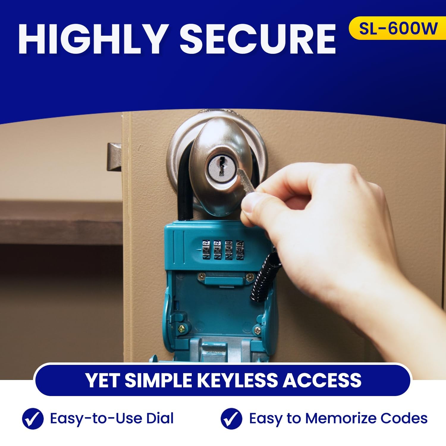 SL-600W Numbered Key Storage Combination Lock Box, Blue