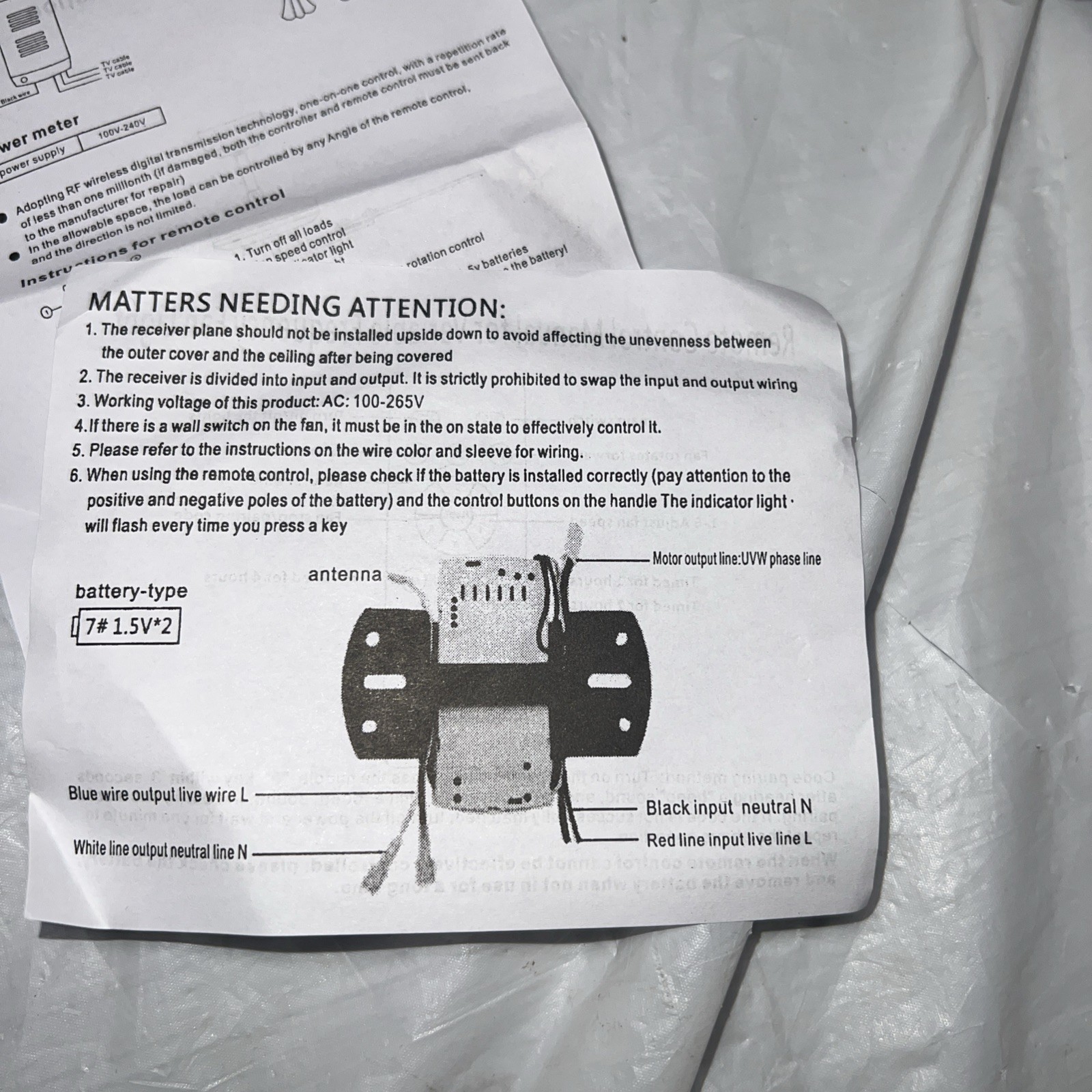 Ceiling Fan Remote Control Kit Replacement 6-Speed Timer for DC Fan Light Remote