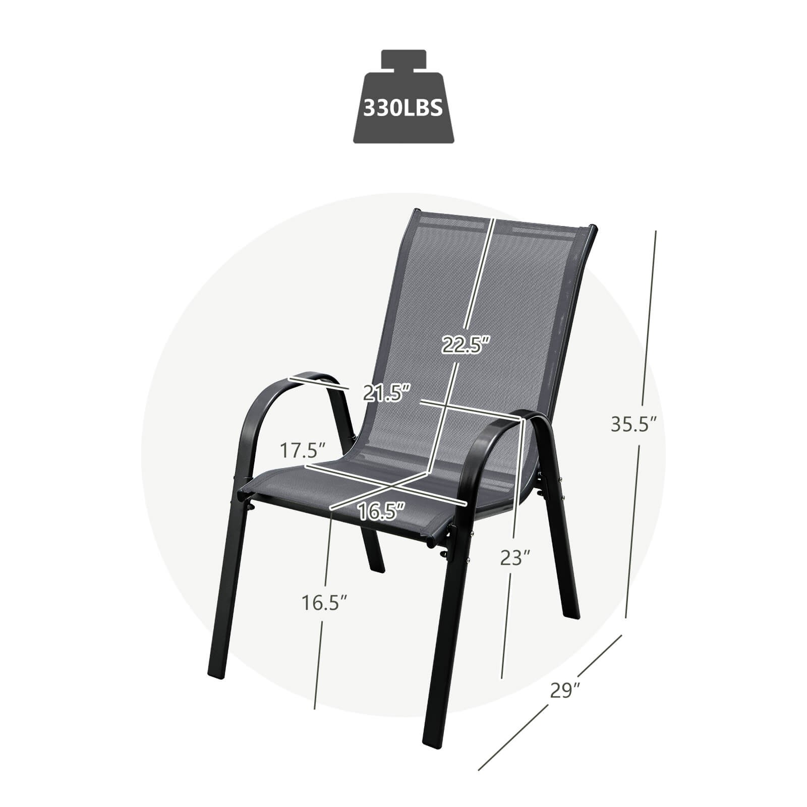 Patijoy 4PCS Patio Dining Chairs Stackable Armrest Space Saving Garden Grey