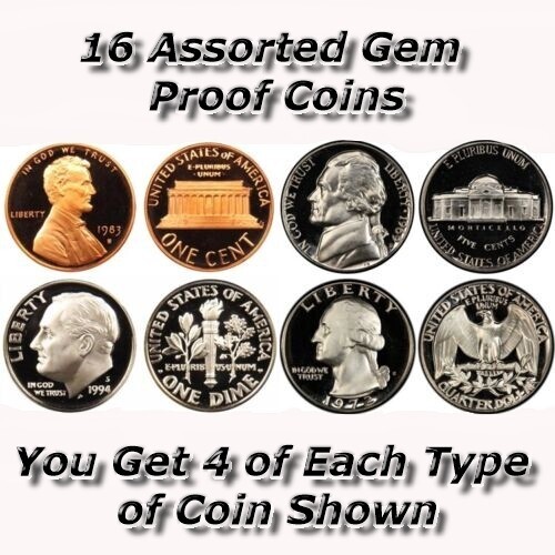 Lot of 16 Assorted Gem Proof Coins ~ Uncirculated Proof Coin Assorted Collection