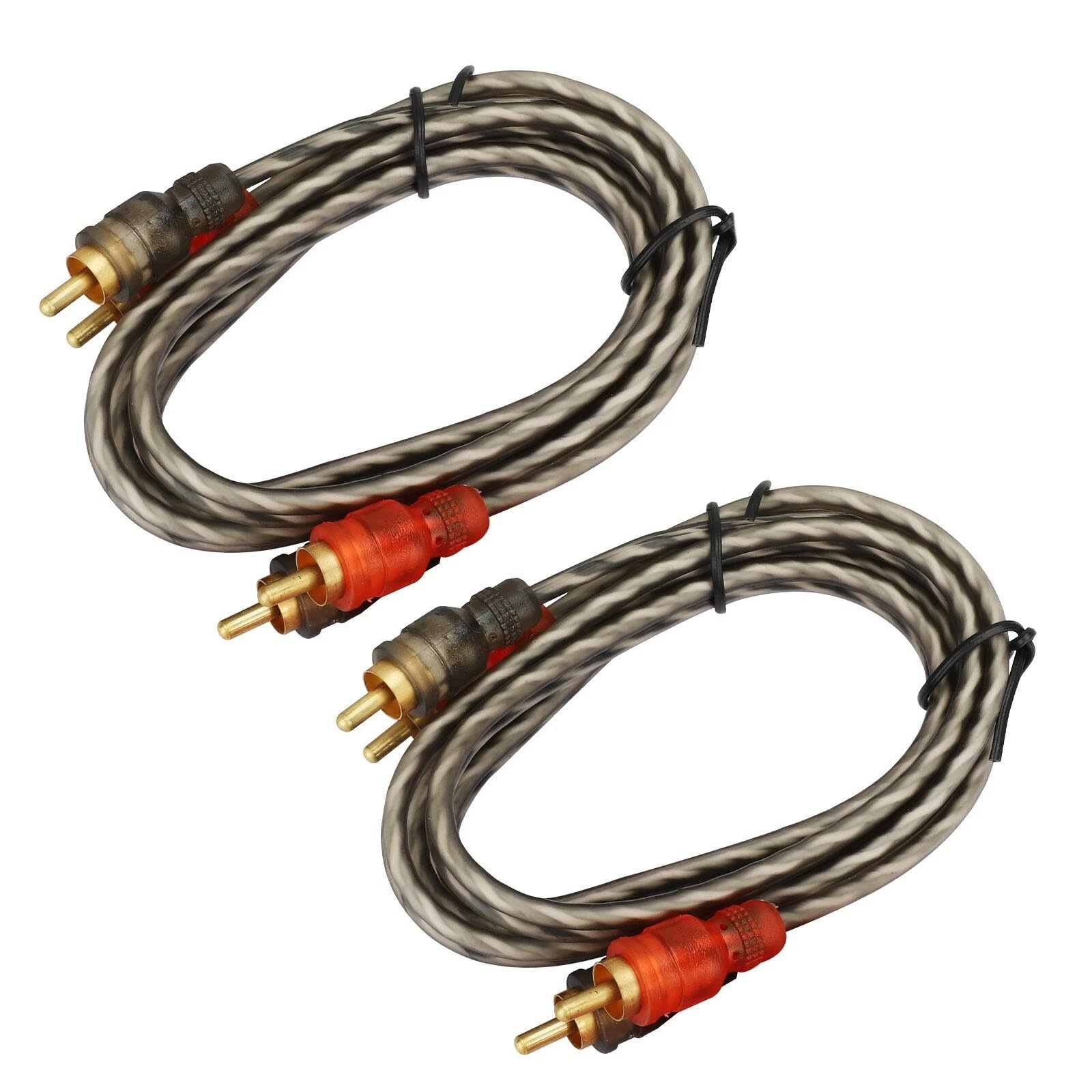 2PCS RCA Cables 2 Channel Twisted 4Ft Shielded Audio Interconnect Amp Cable