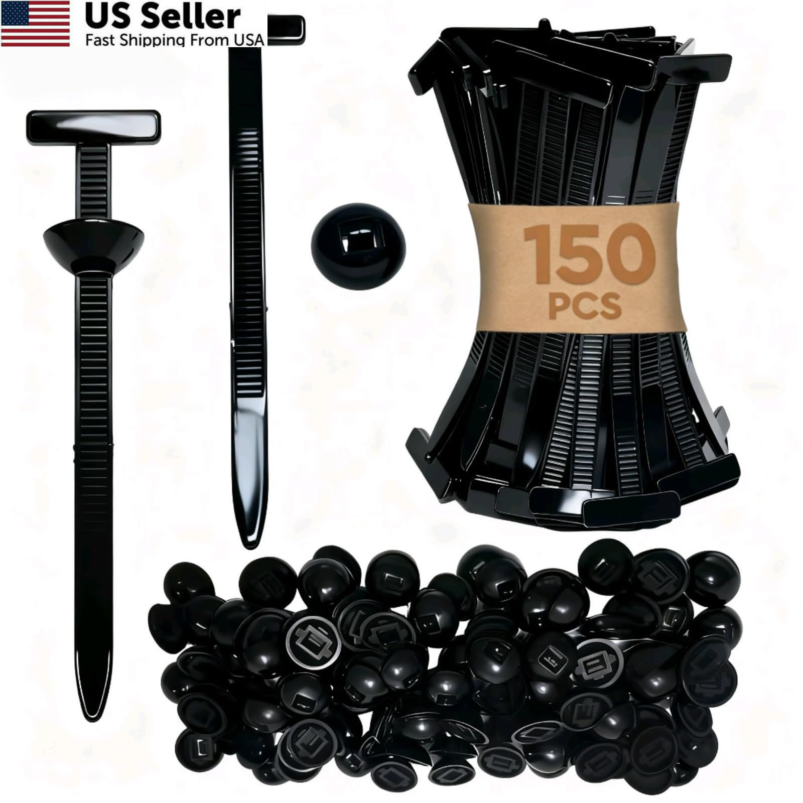 150Pcs Zip Ties, Cable Nylon Universal Unspecified - 150 pcs, Black