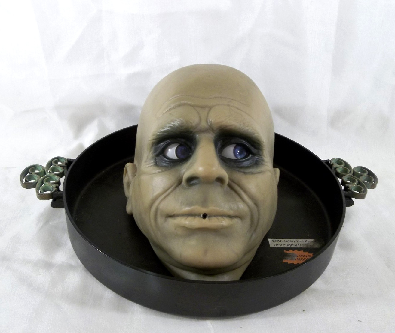 Uncle Fester Head on a Platter Motion Activated Halloween Candy Serving Tray