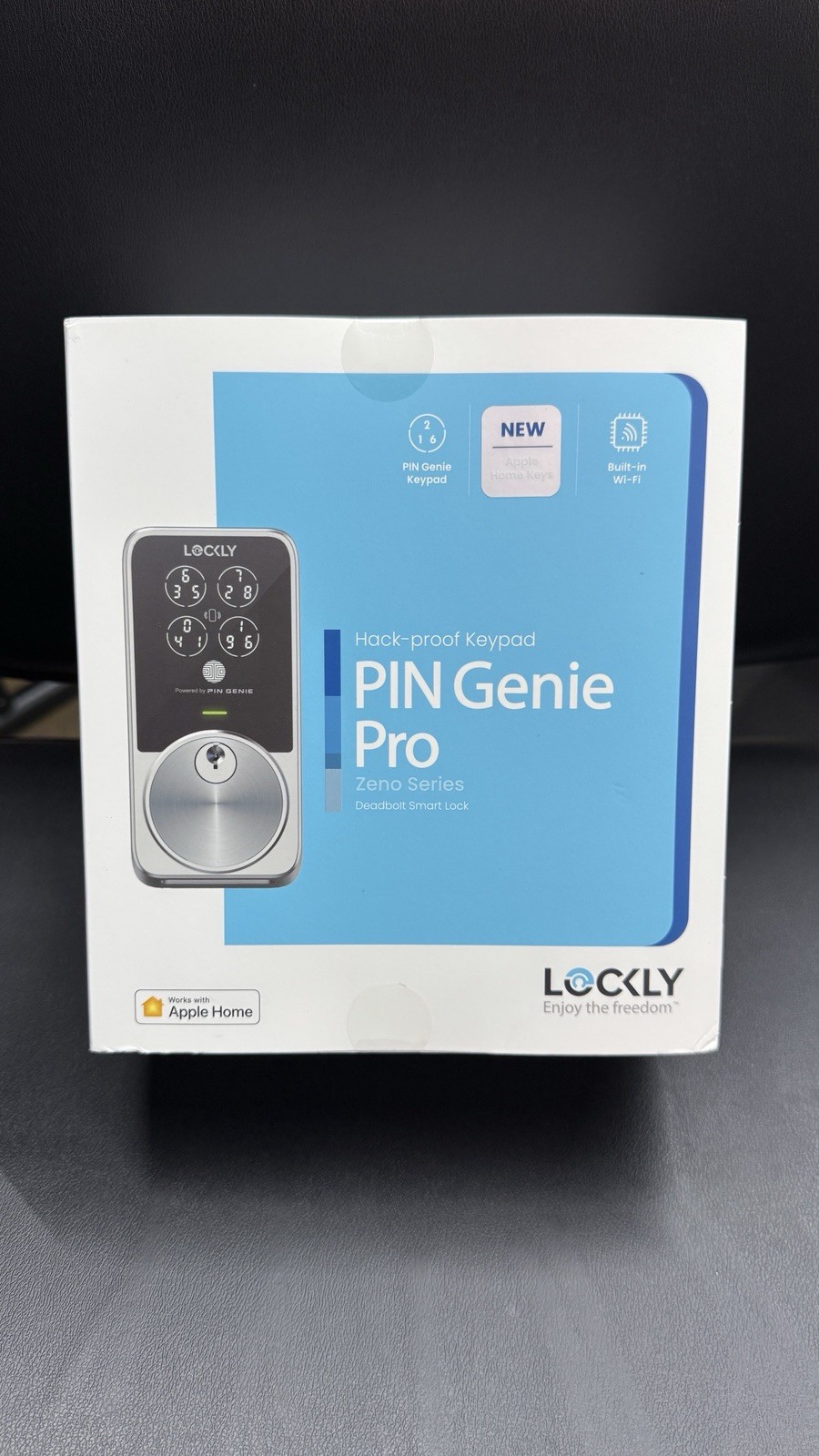 LOCKLY Pin Genie Pro Satin Nickel Deadbolt Apple Home Key Wi-Fi Smart Lock NEW