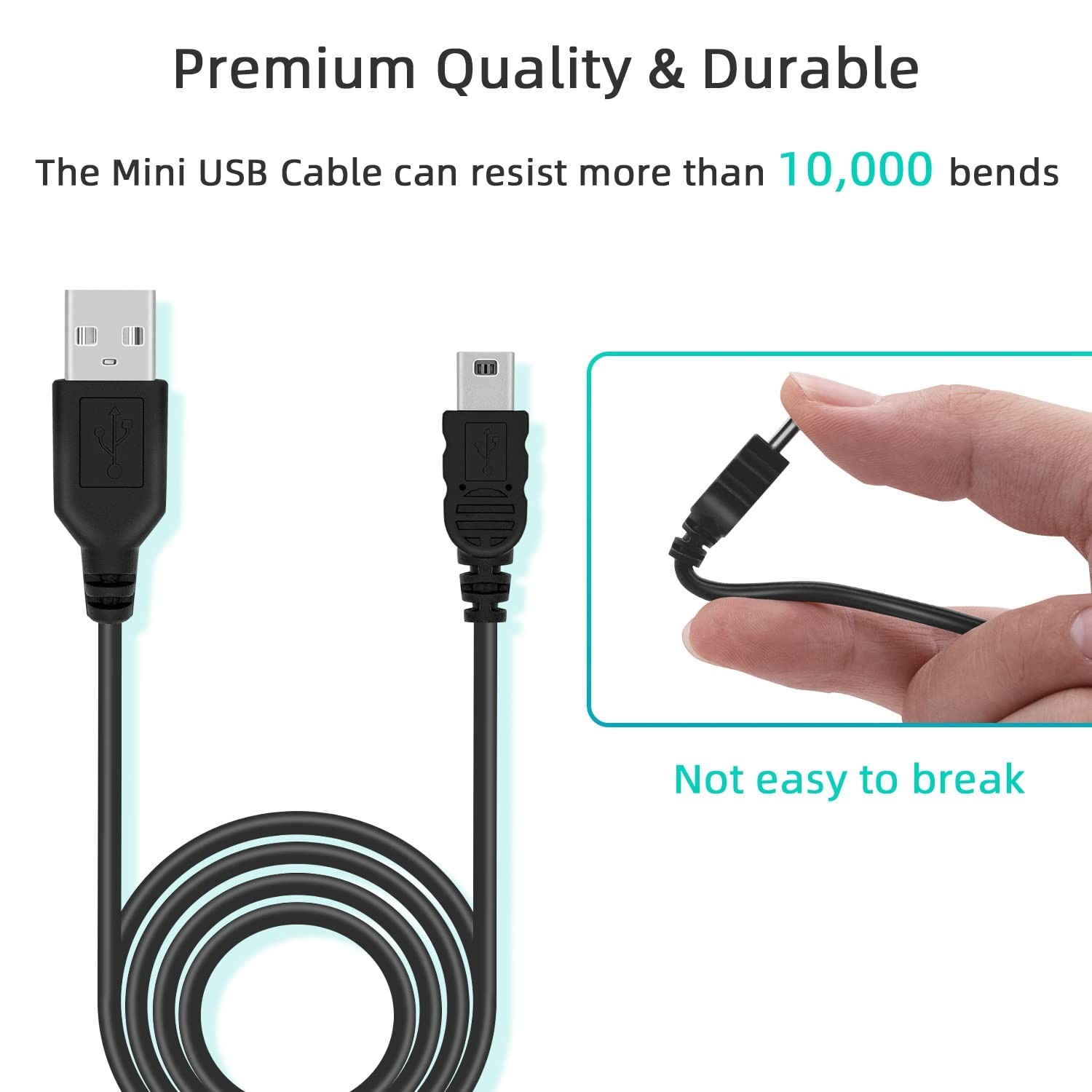 Mcbazel 2 Pack PS3 Controller Charger Cable, 3.3ft Mini USB Charging Cord for PS