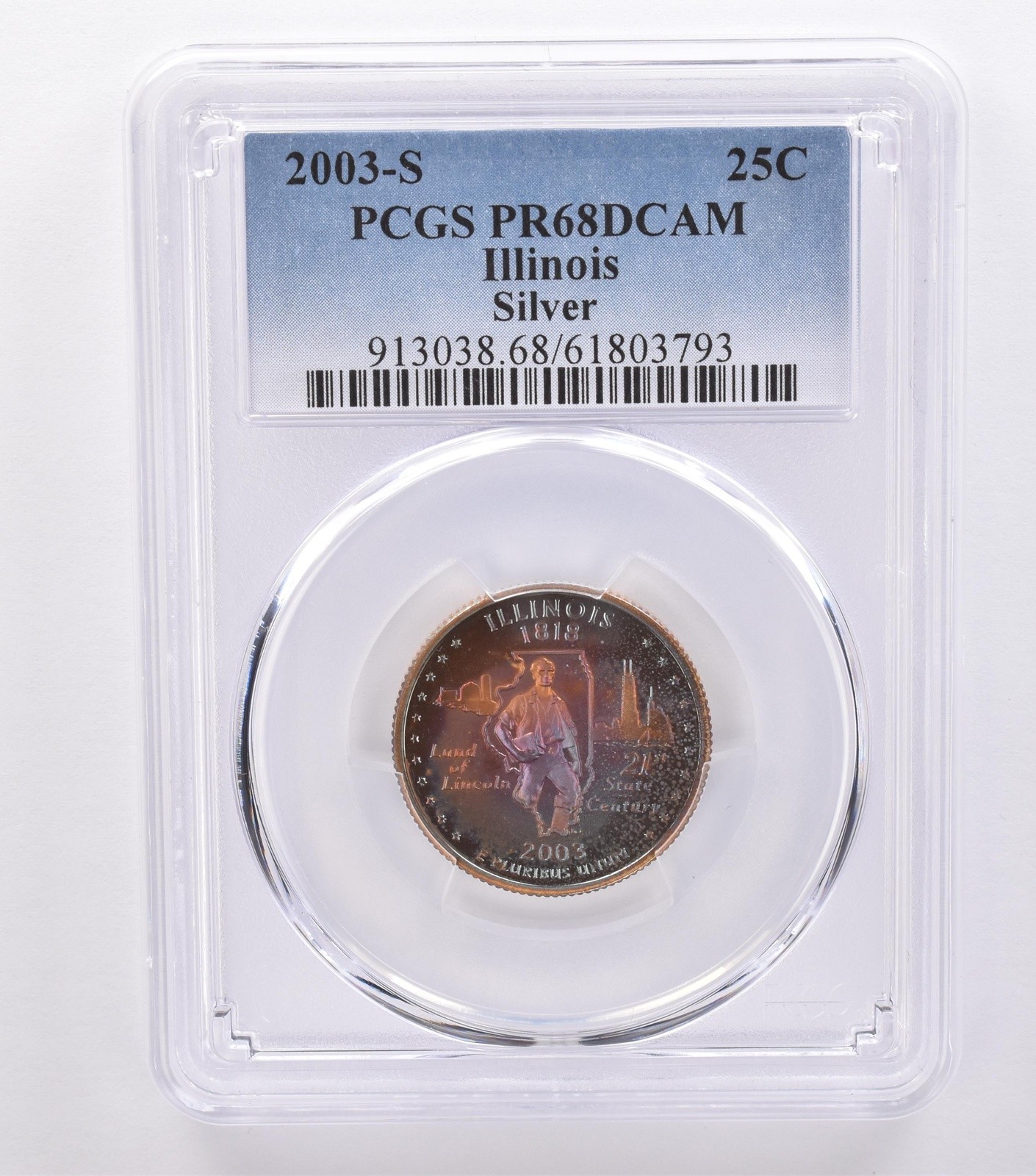 2003-S Washington State Quarter Illinois Silver PR68 DCAM PCGS Nice Tone *8749