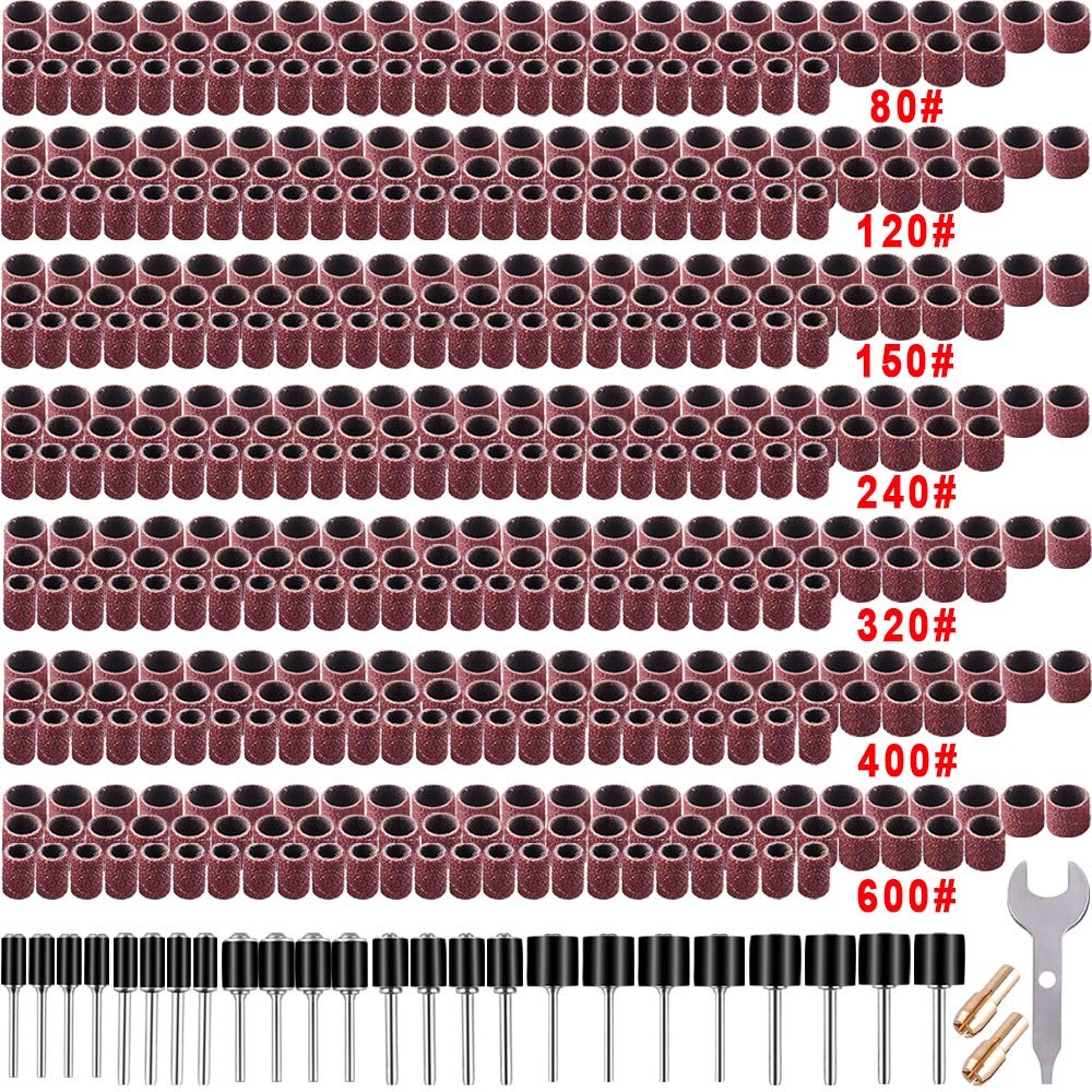 Austor Sanding Drum Set, 531 Pcs Sander Sleeves - 80/120/150/240/320/400/600...