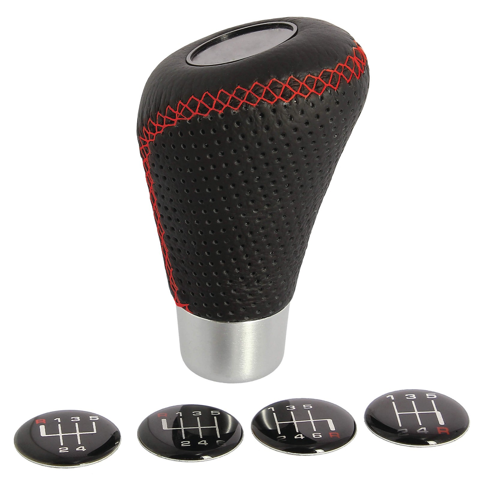 Sumex Race Sport Black Red Standard Reverse Leather Gear Shift Stick Cover Knob