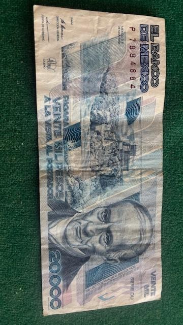 1989 Note Mexico 20000 pesos Quintana Roo VF