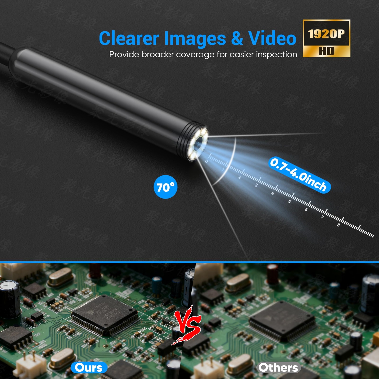 Endoscope Camera with Light,1920P HD Borescope with 8 Adjustable LED Lights, ...