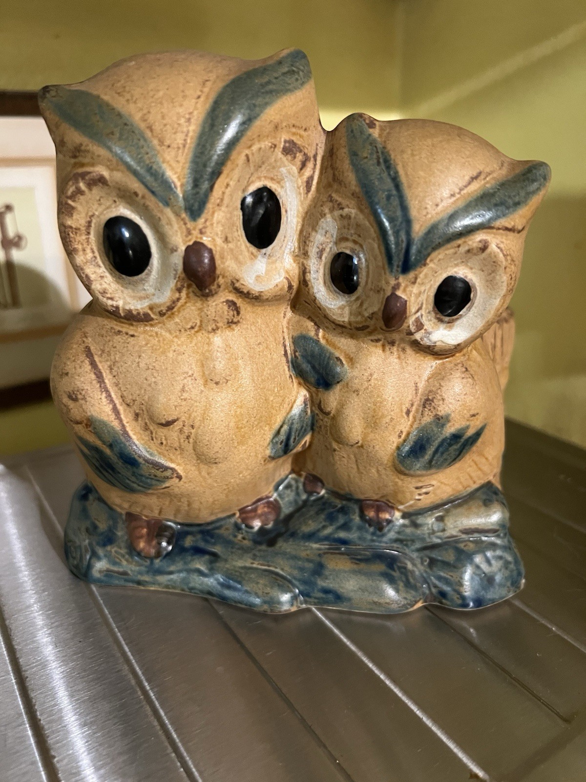 Vintage Baby Owl & Mom Ceramic Planter