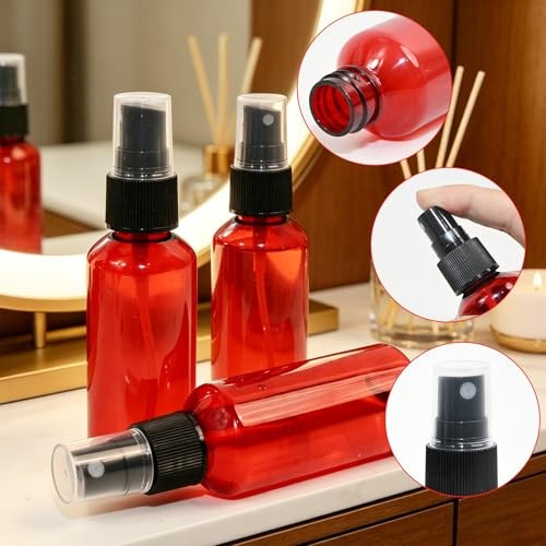 4 Pack 2 oz Amber Small Spray Bottles with 1pcs Funnels, Empty Spray Bottle
