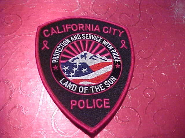 CALIFORNIA CITY CALIFORNIA PINK CANCER POLICE PATCH SHOULDER SIZE UNUSED
