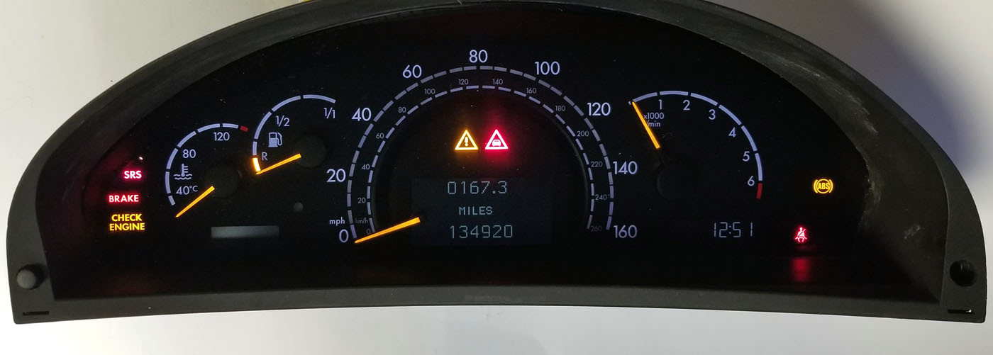 MERCEDES S CLASS  DASH INSTRUMENT CLUSTER REPAIR SERVICE w/WARRANTY