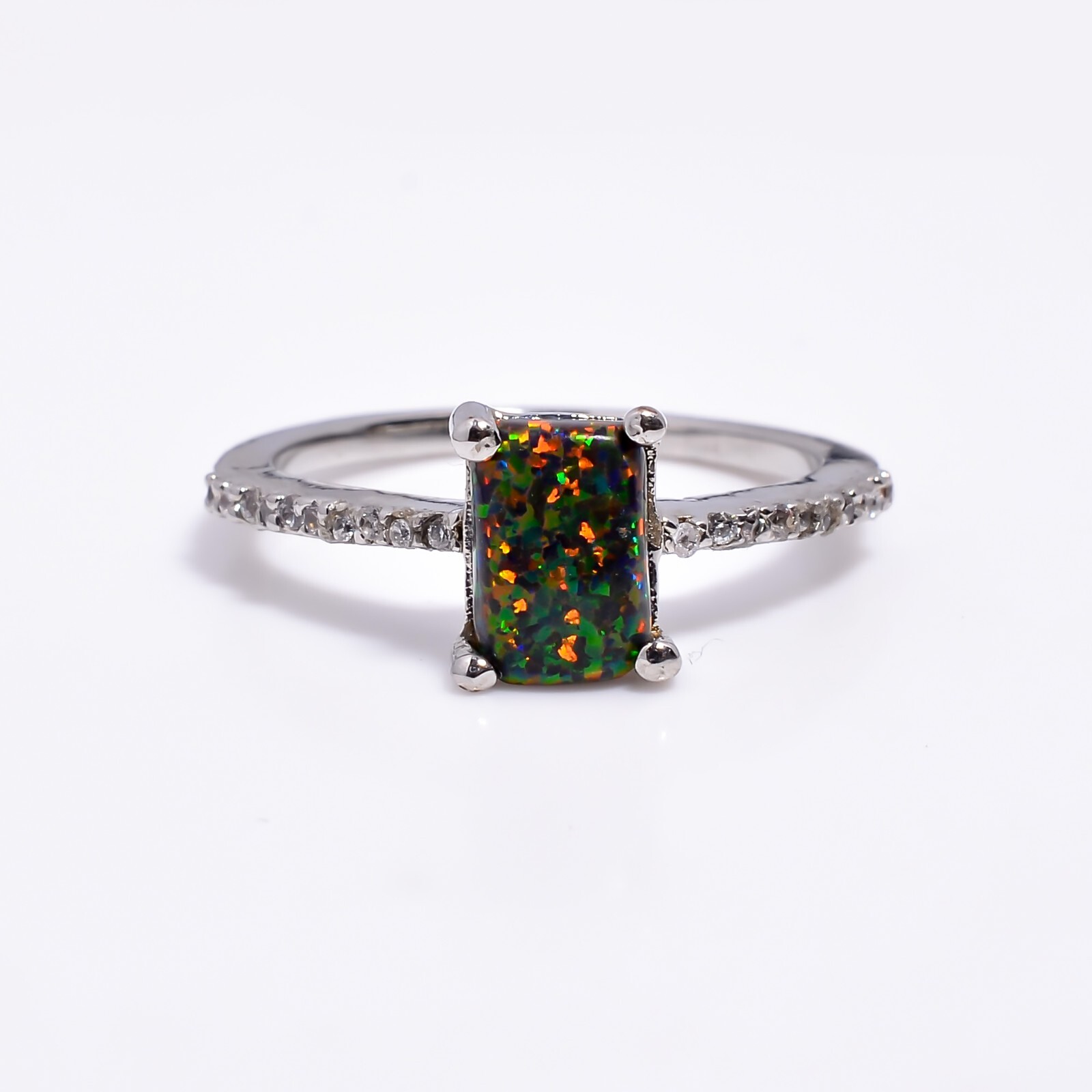 Black Opal Ring 925 Sterling Silver Ring Unique Ring Black Fire Ring Woman Ring