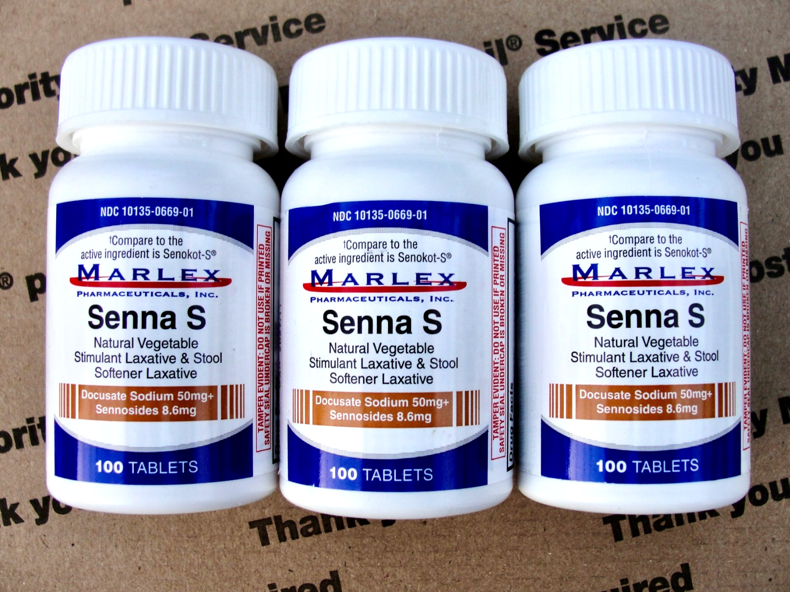 3 PK (300) Senna S Plus 8.6mg Generic Senokot-S Natural Vegetable Laxative 2028