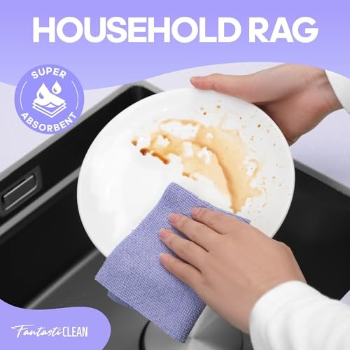 Microfiber Cleaning Cloth Roll -60 Pack, Tear Away Paperless Light-purple