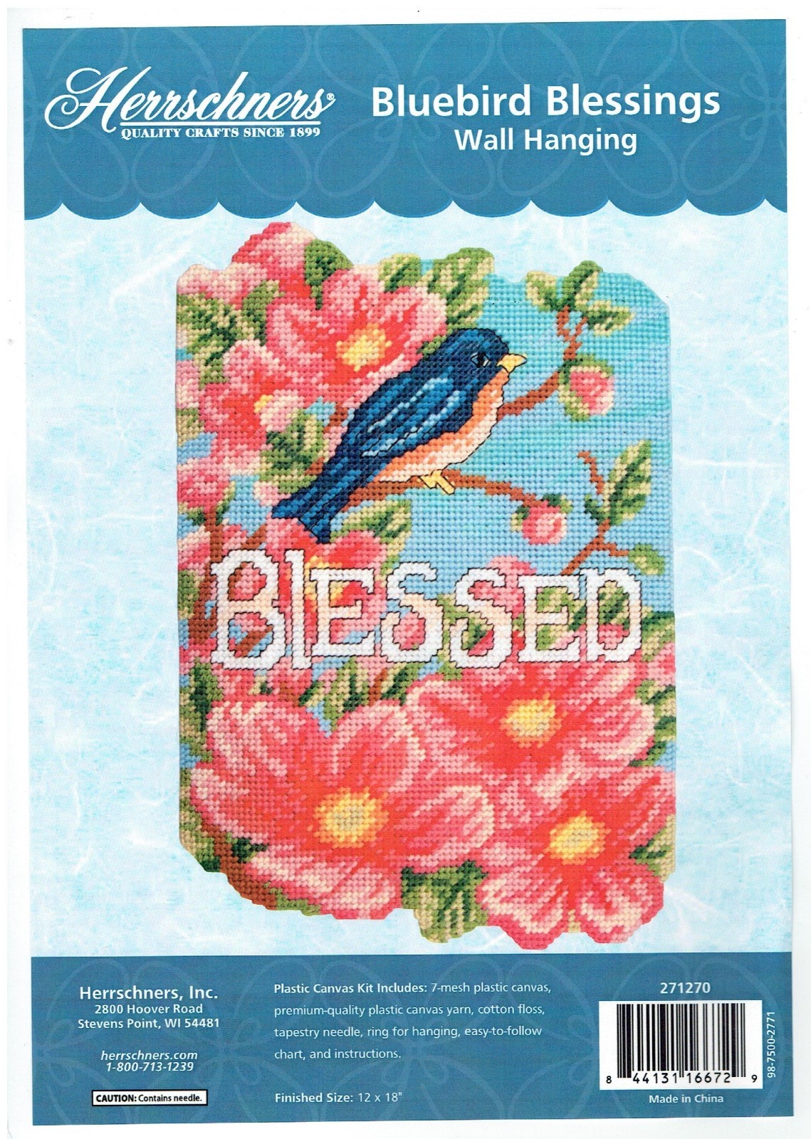 BLUEBIRD BLESSINGS  WALL HANGING  7ct plastic canvas PATTERN (#TF0057)