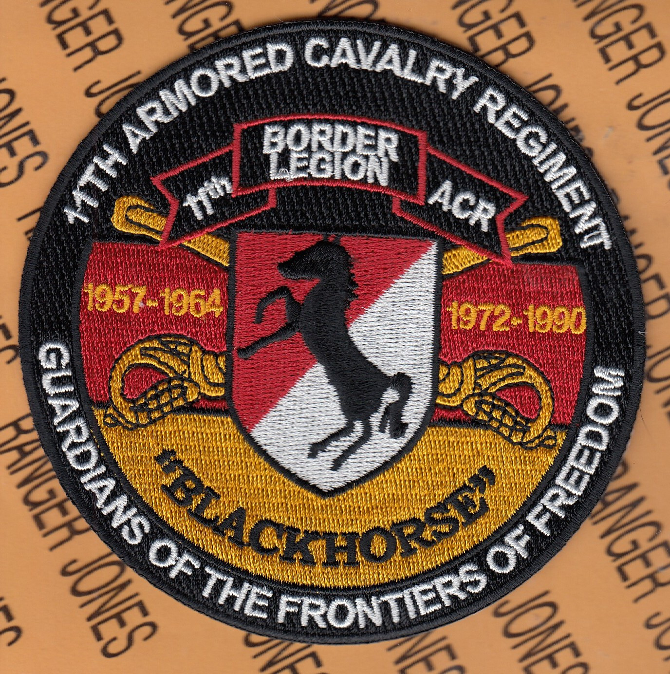 US Army 11th Armored Cavalry Regt ACR Blackhorse Guardians 4~" patch c/e