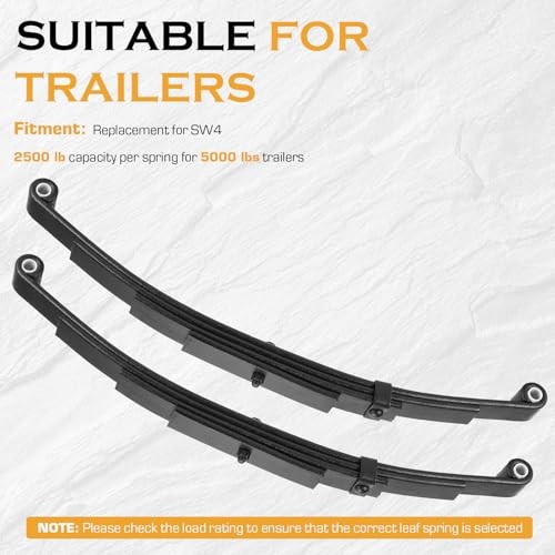 Trailer Leaf Spring 4 Leaf Double Eye 2500 lbs Cap for 5000 lbs Axle Set 2