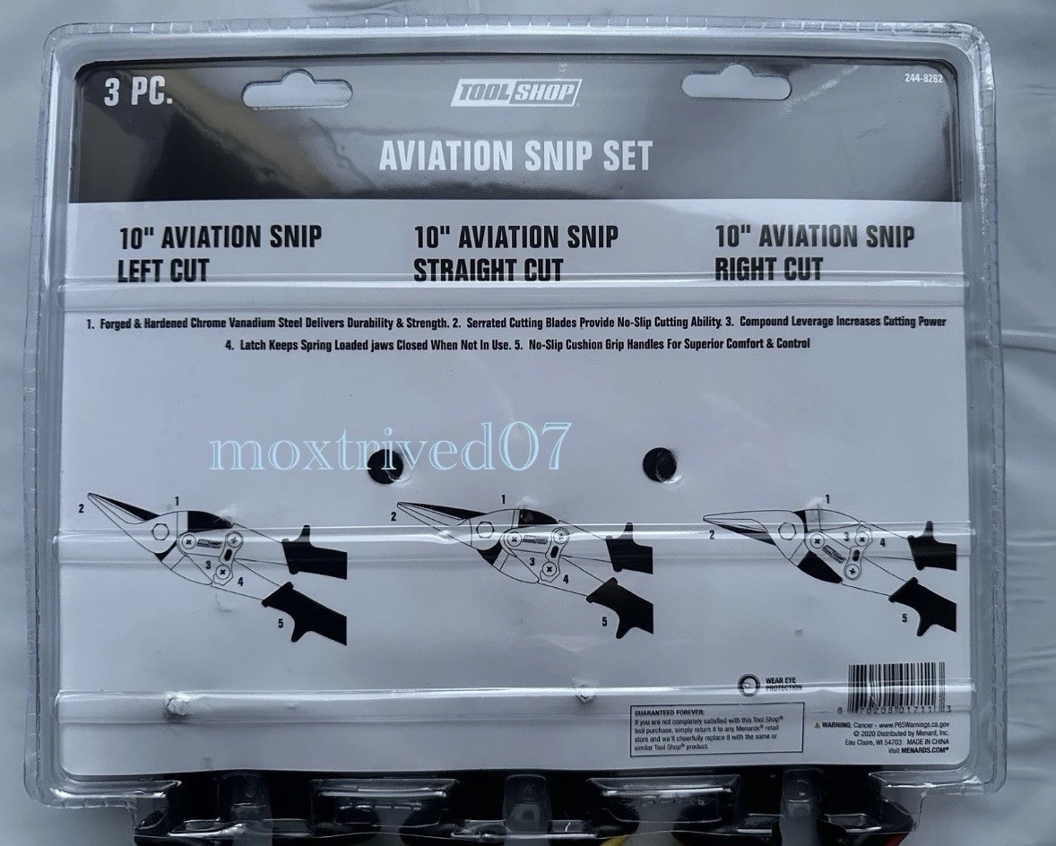 3 PCS 10” Aviation Tin Snip Set Straight Left Right Cut Sheet Metal Cutter Shear