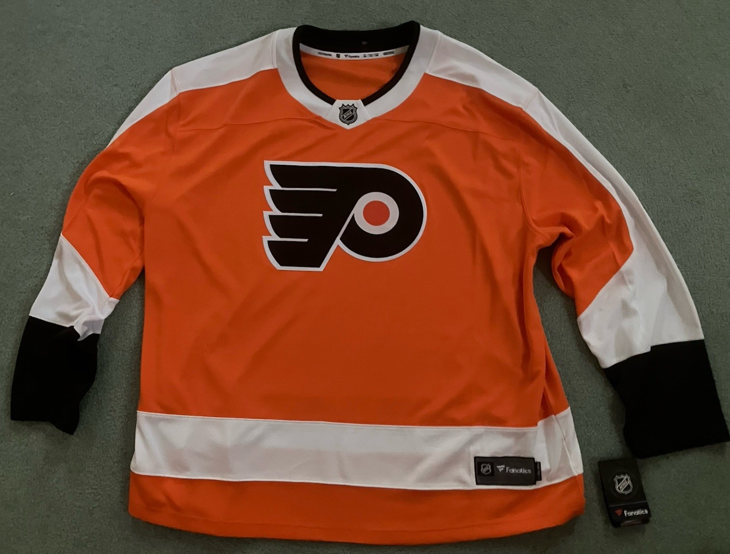 NWT NFL Mens Fanatics Philadelphia Flyers Breakaway Away Orange/White Jersey 4XL