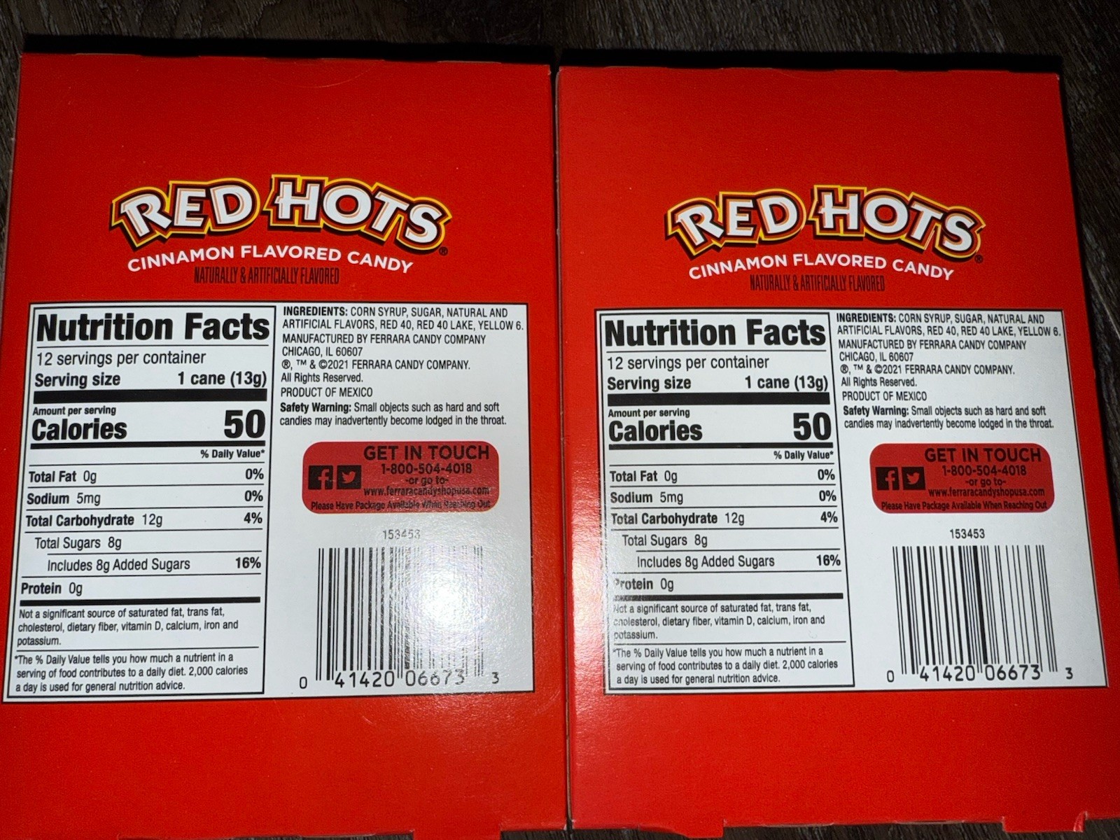 Red Hots ~ Candy Cane Christmas 5.3 oz 24-Canes ~ 2-Pack ~ 12/2027