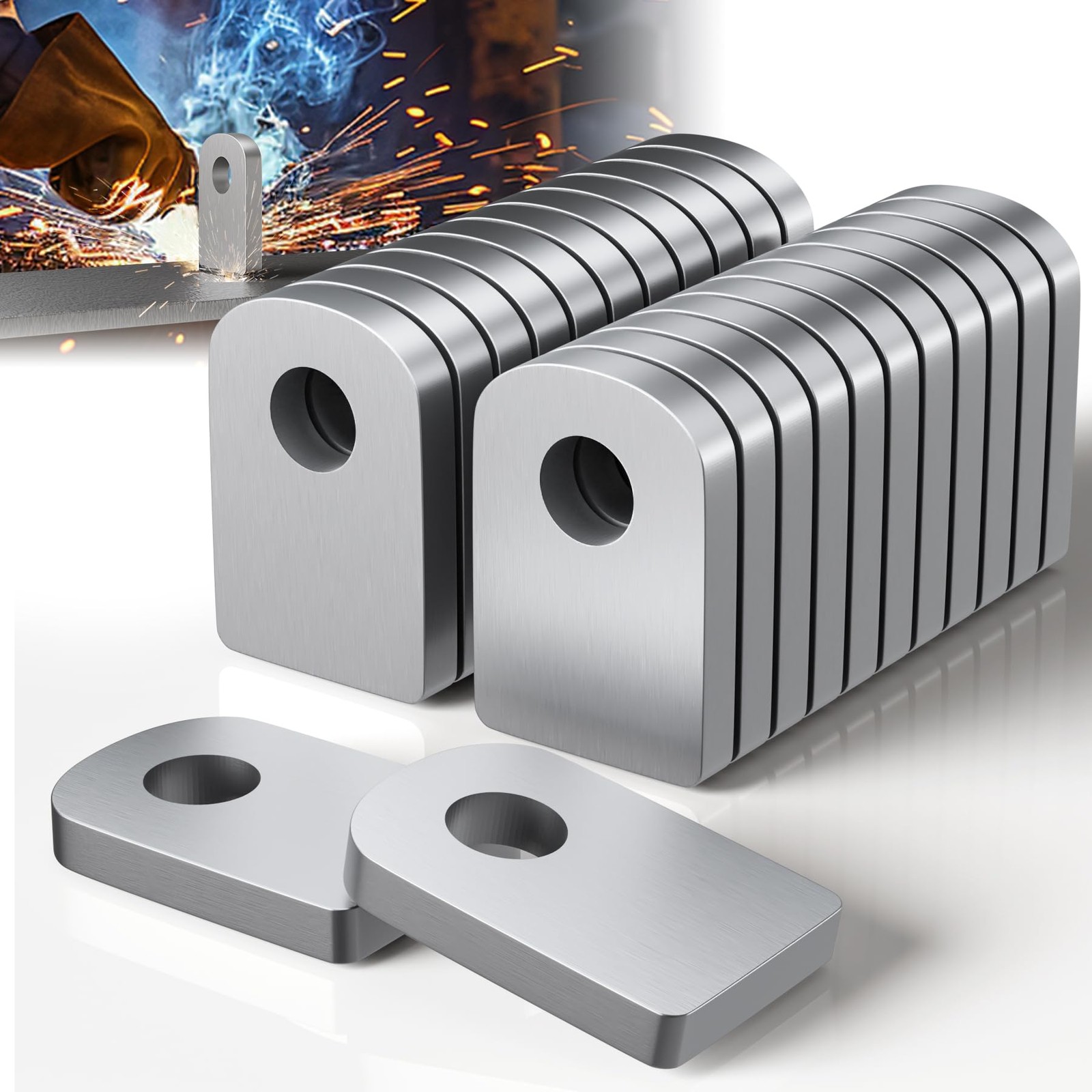 24 Pcs Weld On Tabs With Holes Steel Gussets Shock Mounts 1x1.5 Inch Square