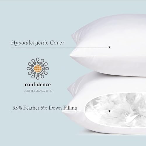 Euro Pillow Inserts4 x4 (Pack of White), Feather Down Pillow 24x24 Inch 2