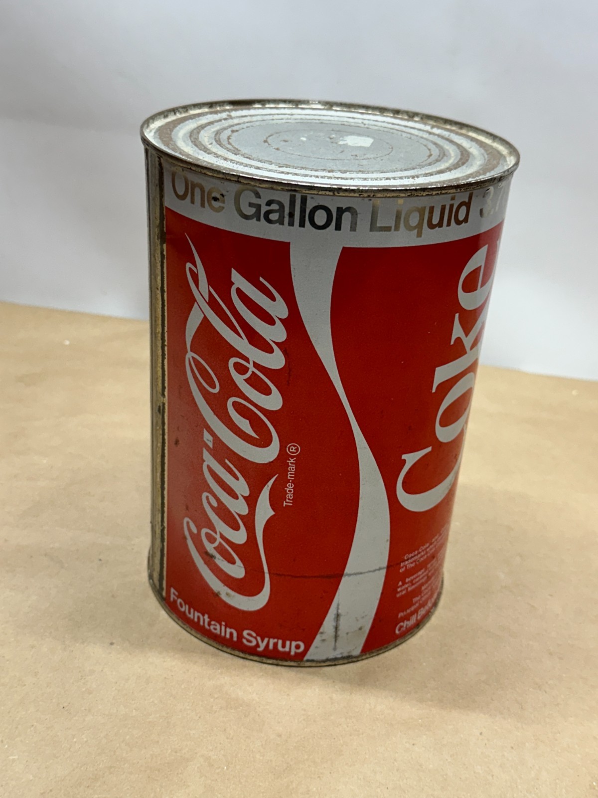 Coca-Cola Fountain Syrup Metal Tin Can - 1 Gallon - 1970s (Empty) Red White