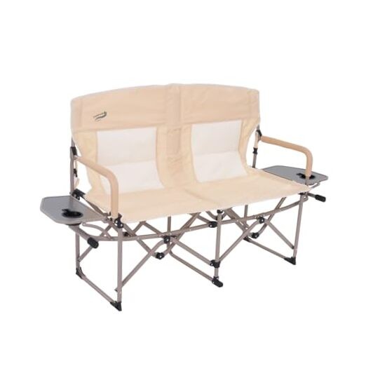 Heavy Duty Portable Folding Camping Chair for Adults with Padded | Beige Double