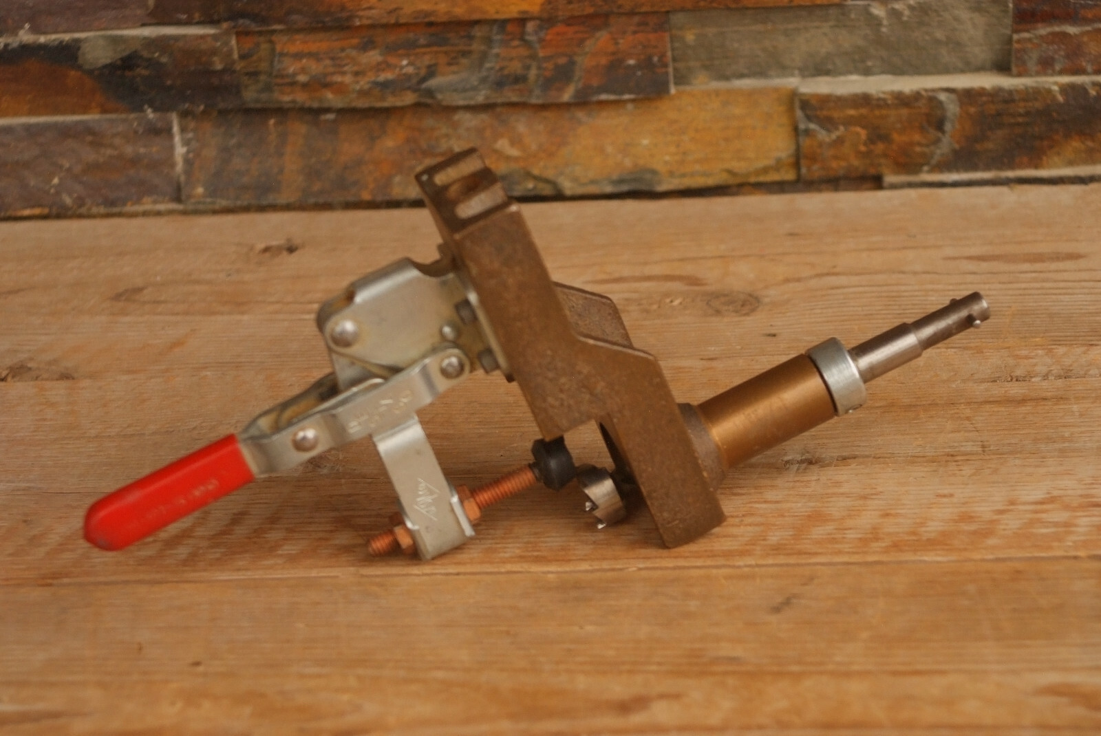 Vintage Brass Base Clamp Hole Hinge Jig Drilling Guide