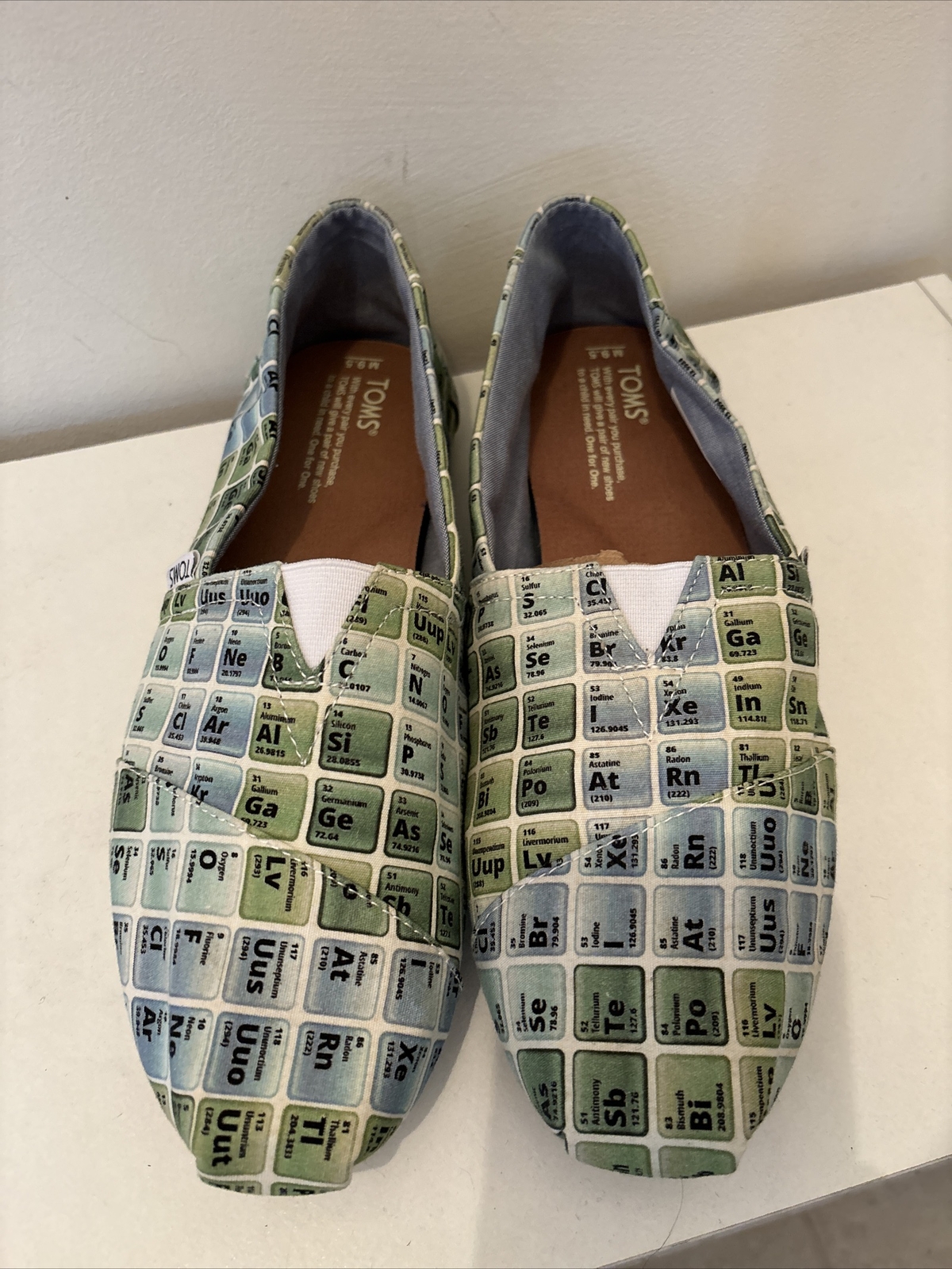 Toms Alpragata Periodic Table Chemistry Slip On Shoes Sz 7.5 Science