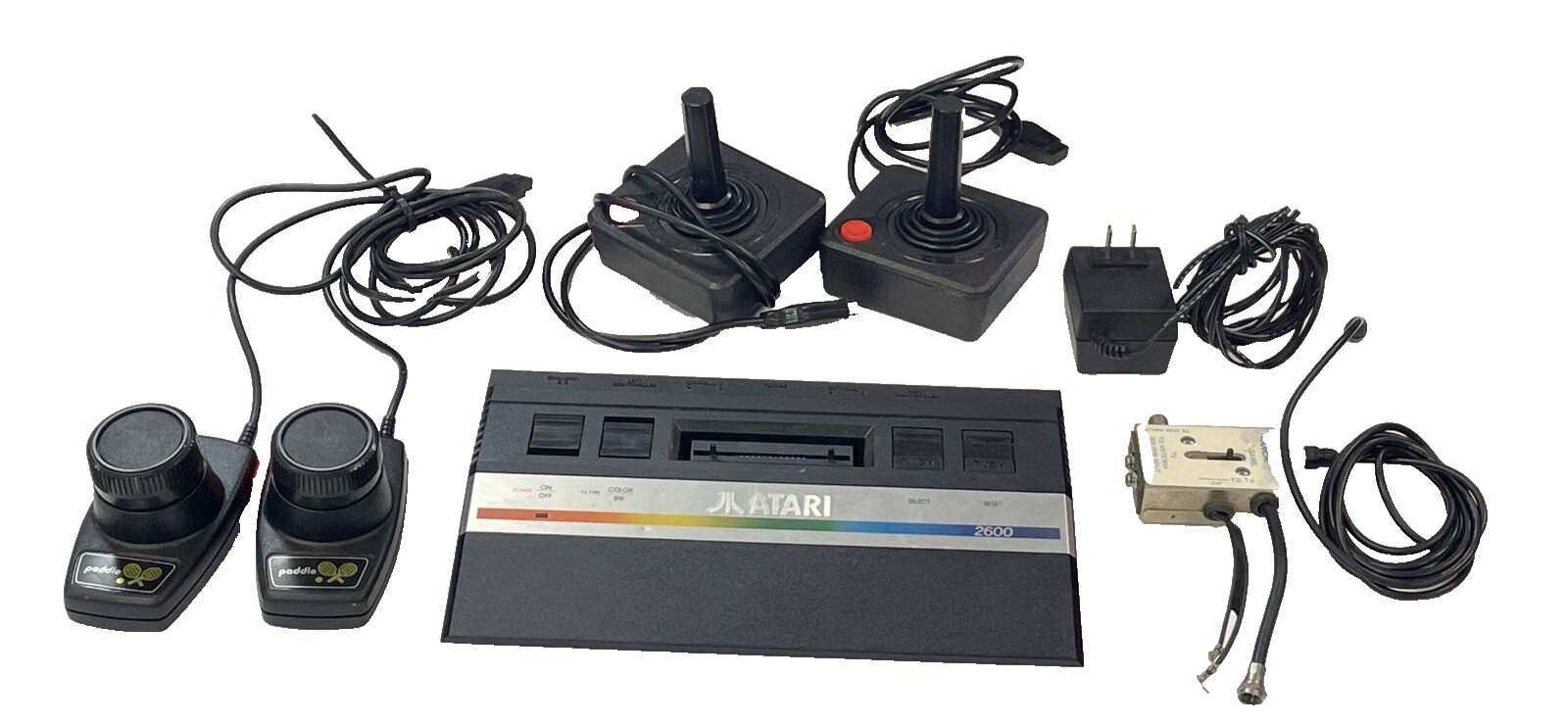 Atari 2600 Game rainbow console w/Power cord & controllers + 34 Games