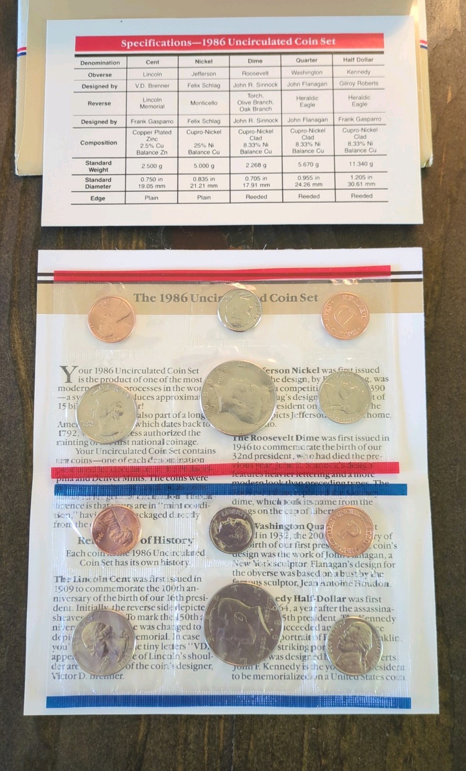 1986 P and D Annual US Mint Uncirculated 10 Coin Set BU Coins