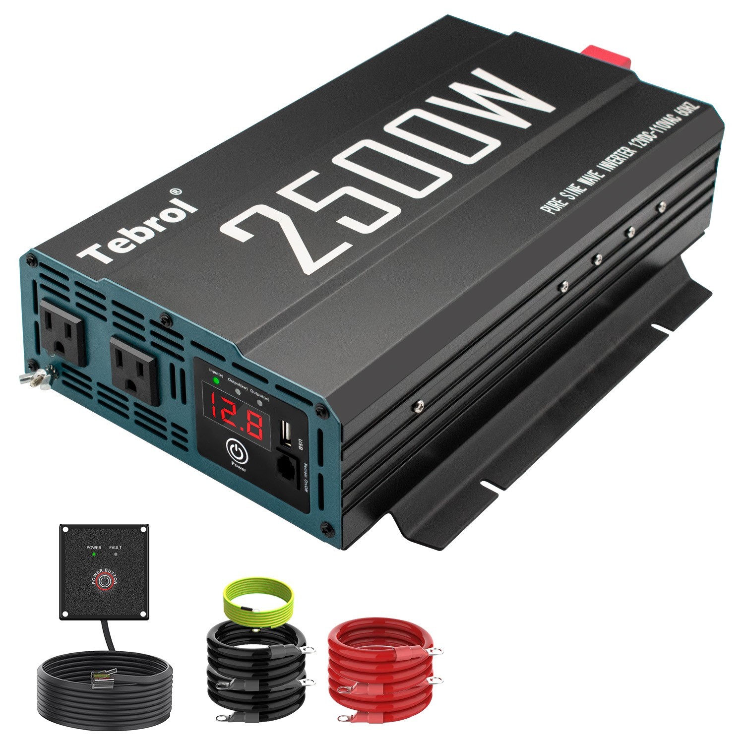 2500w pure sine wave inverter DC 12V to AC 110/120V power inverter with remote