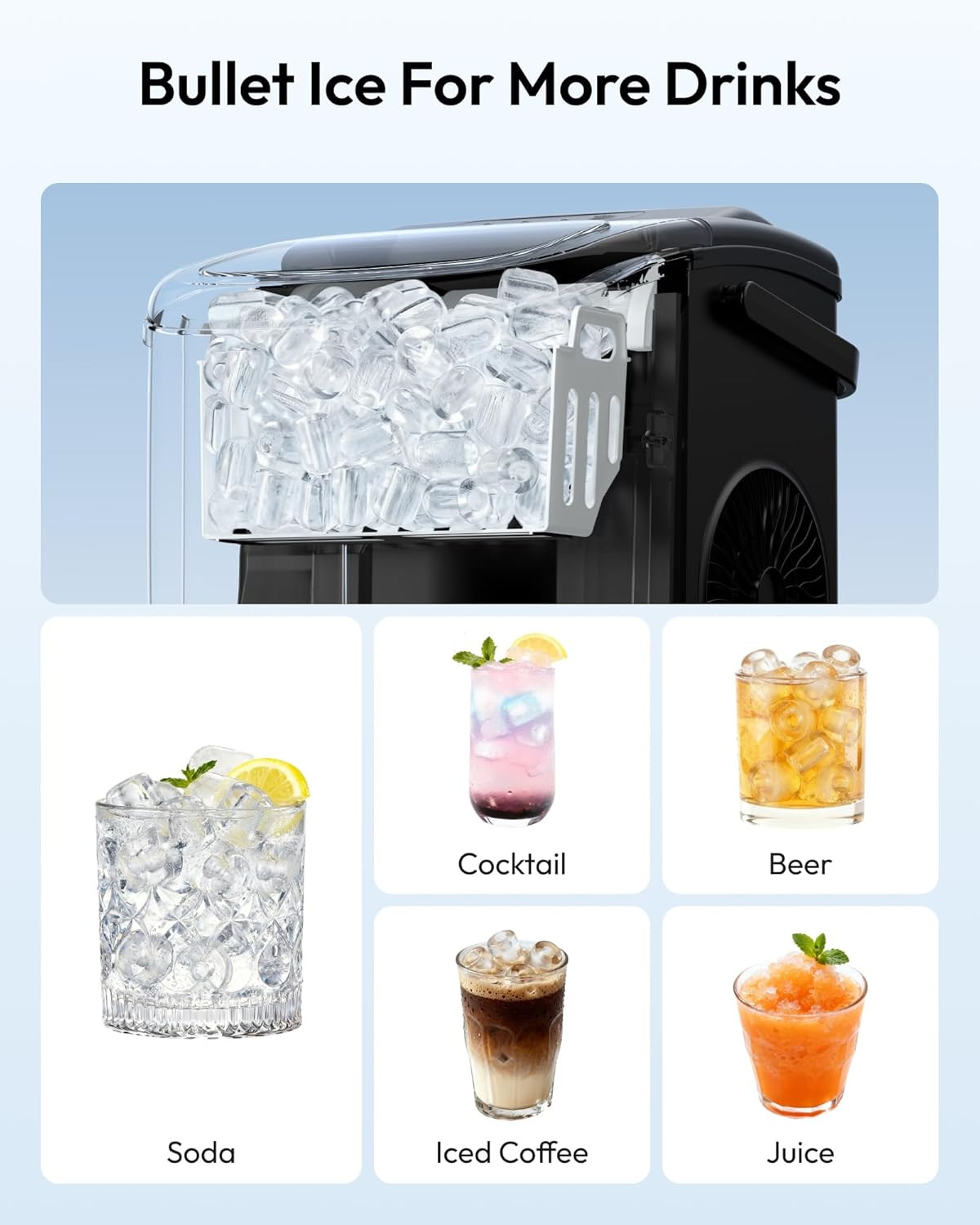 Portable Ice Maker – 6-Min Countertop Machine, 26 lbs/Day, Self Clean