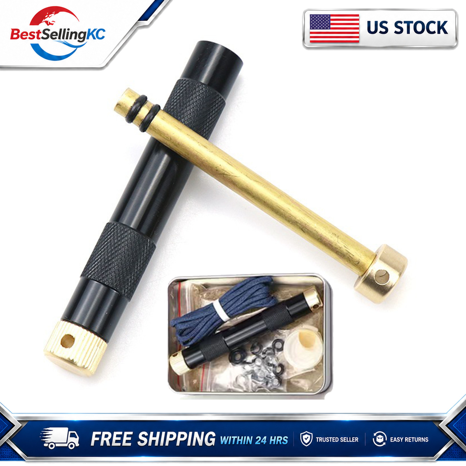 Black Metal Fire Piston Fire Starter Kit Camping Survival Fire Tool Set