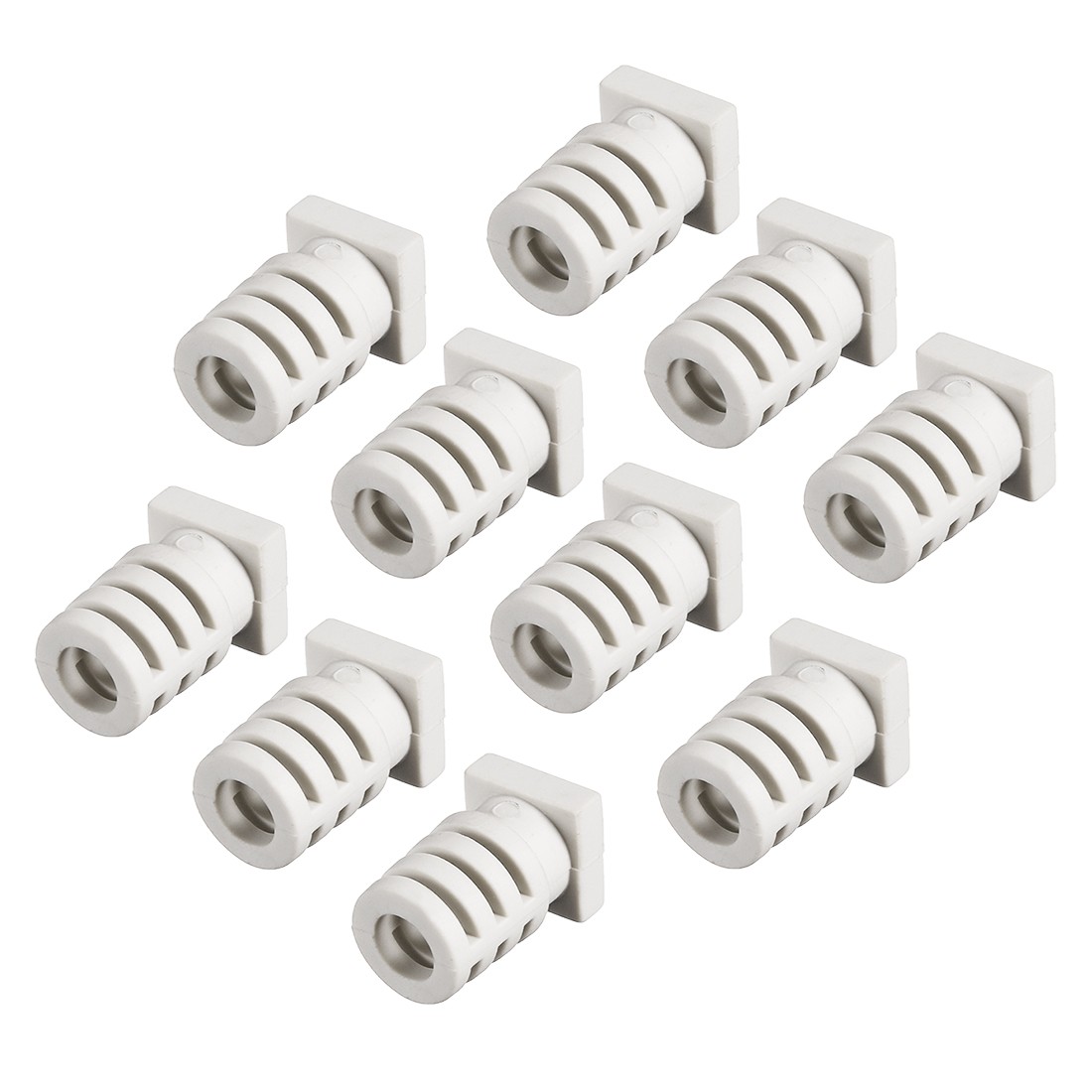 10Pcs 5mm Inner Dia PVC Square Strain Relief Cord Boot Protector Light Grey