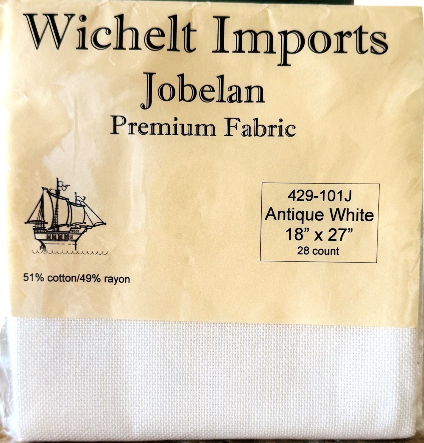 Wichelt Imports Jobelan Premium Fabric 28ct Cross Stitch 18 x 27 Antique White