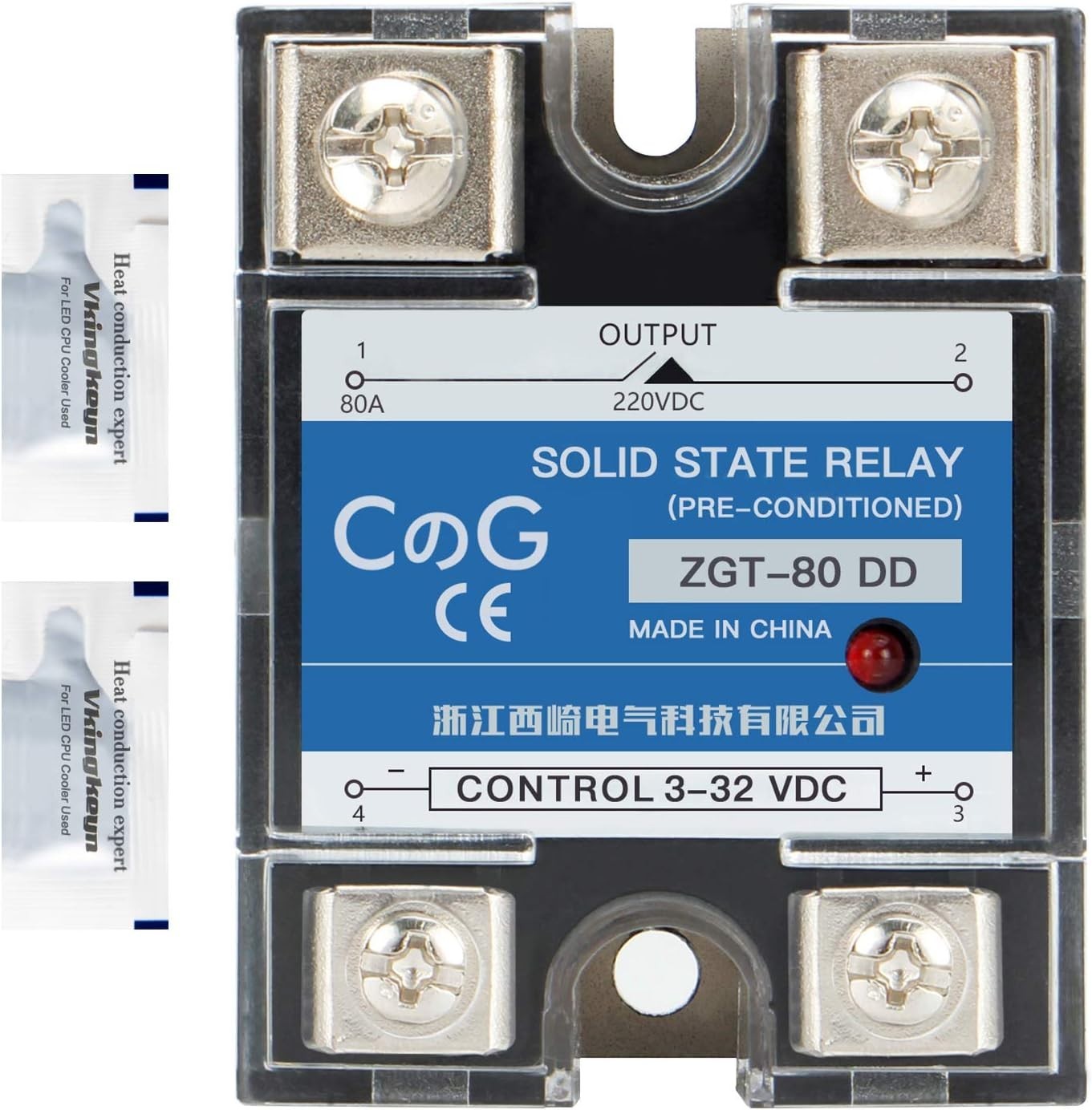 High Performance Solid State Relay SSR-80DD: DC Input 3-32VDC to Output 5-240VDC