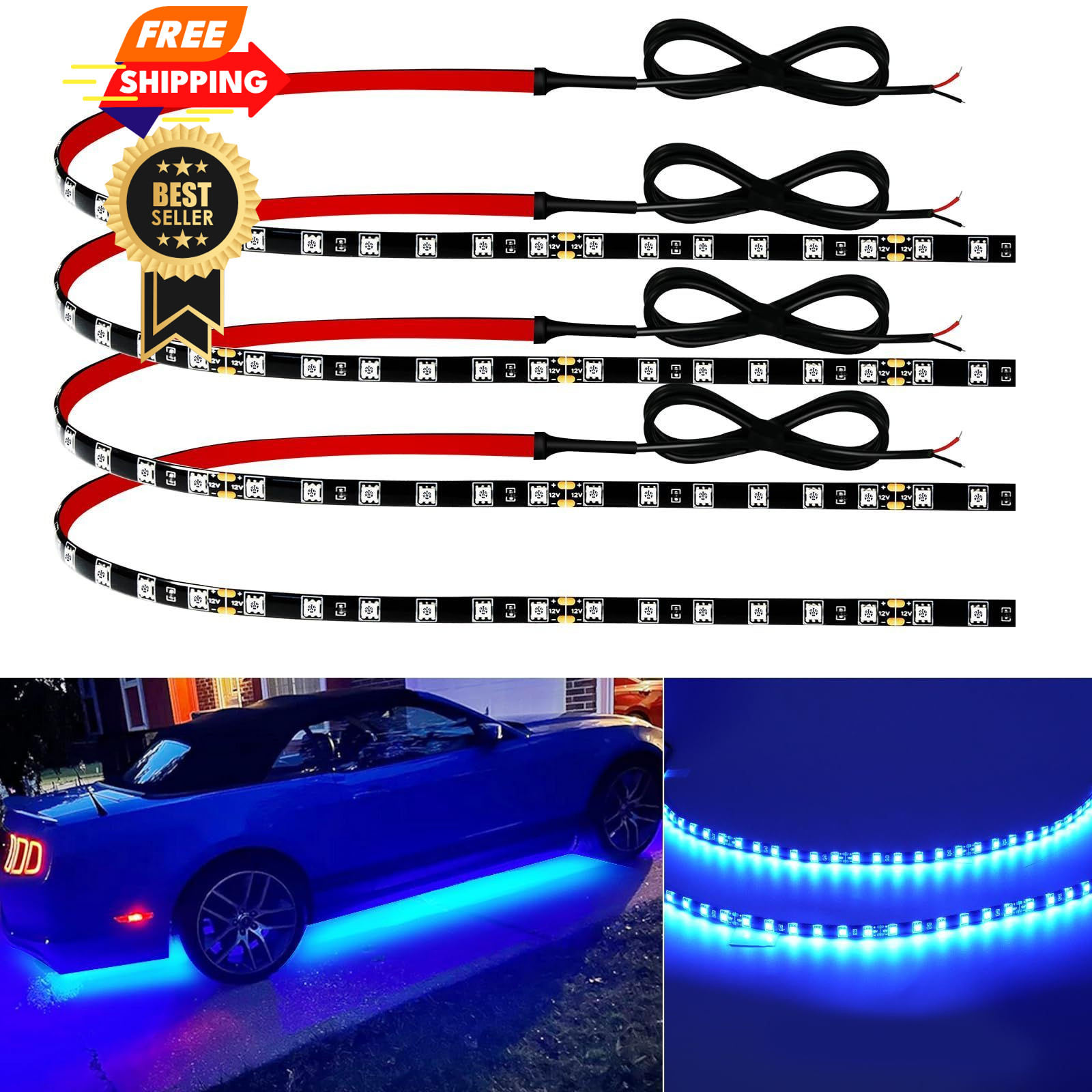 Keiurot Car Led Strip Lights 24" 24Inch/60CM, Blue Connectable