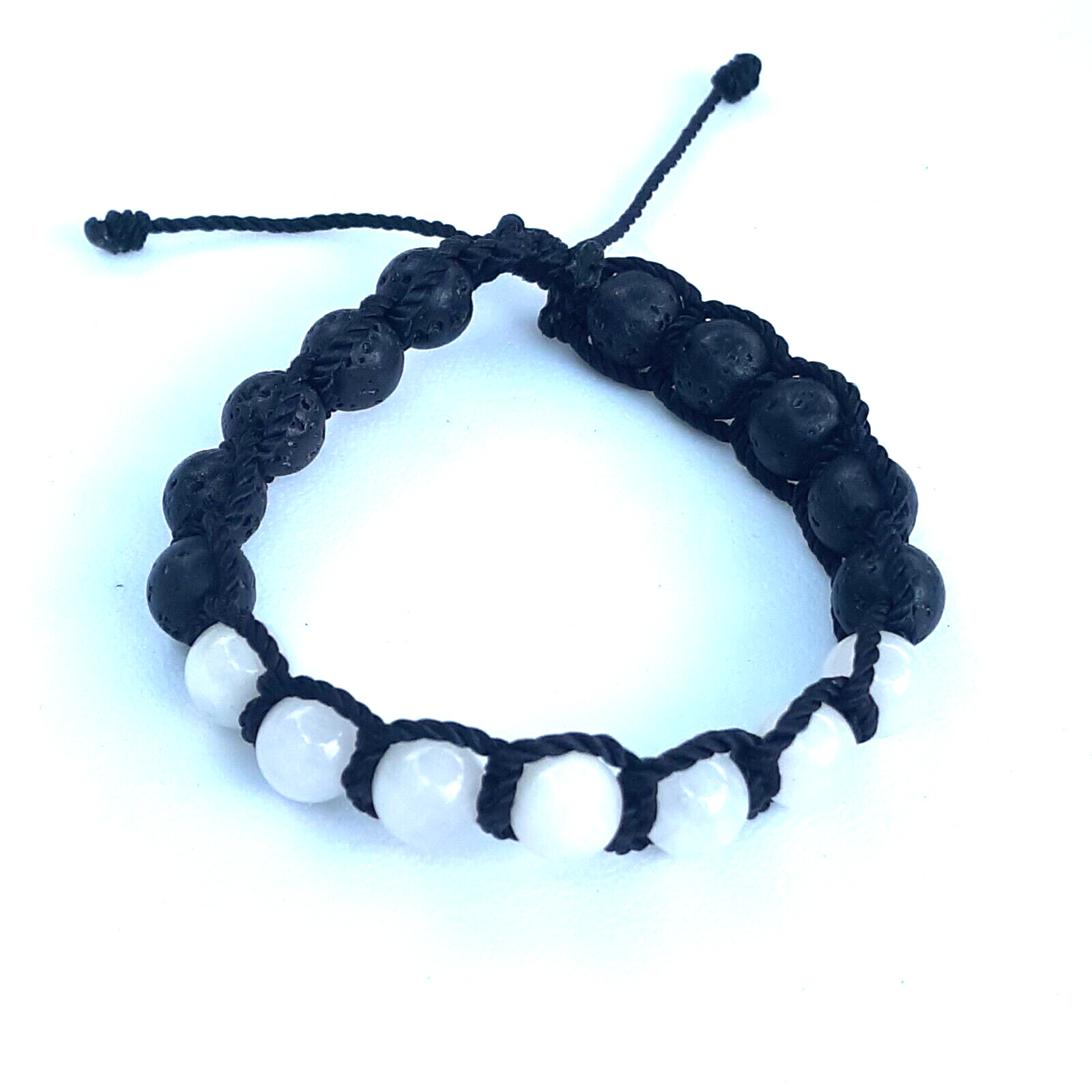Protection Bracelets 7 Rose Quartz and 10 Lava in Black string