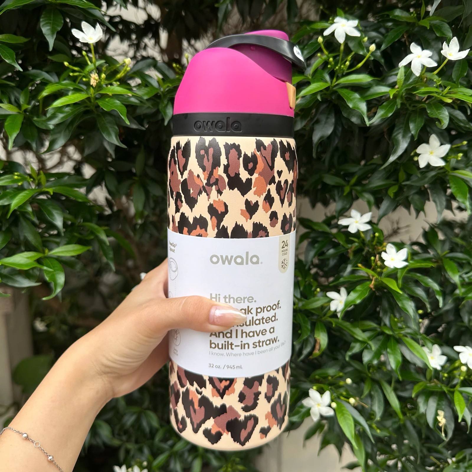 Owala "Wild at Heart" 32oz Free Sip Limited Edition UO Cheetah Leopard Print NEW