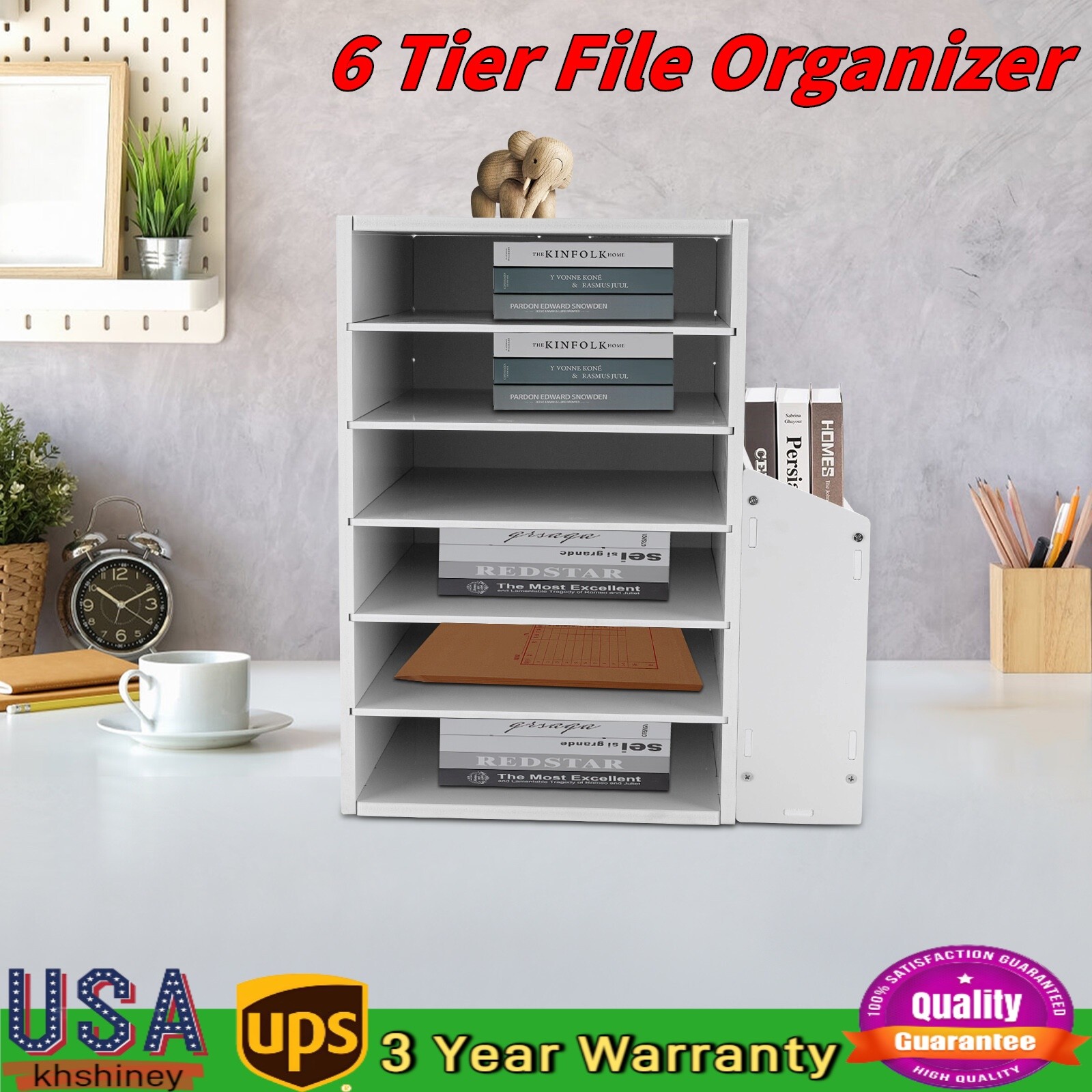 File Organizer PVC Board Letter Desktop Document Folder Office Tray Holder 6Tier