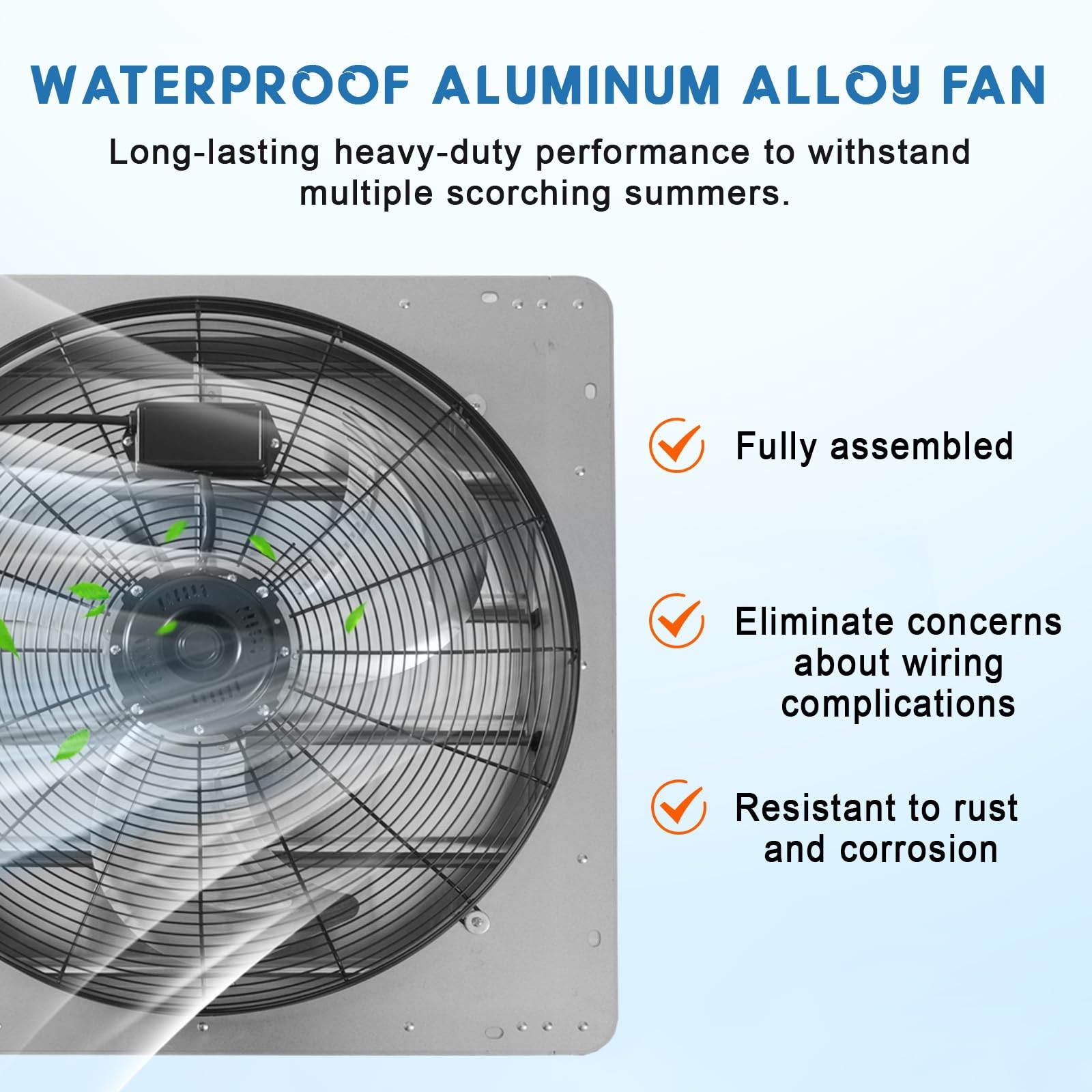 🔵24" Automatic Aluminum Shutter Exhaust Fan Wall Mount 3500 CFM 1500 RPM