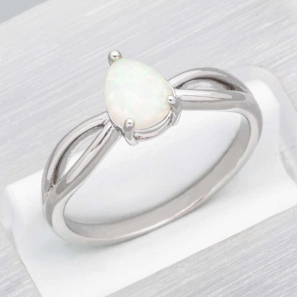 6x7 Pear White Fire Opal Silver Jewelry Women Solitaire Ring Size 6 7 8 9