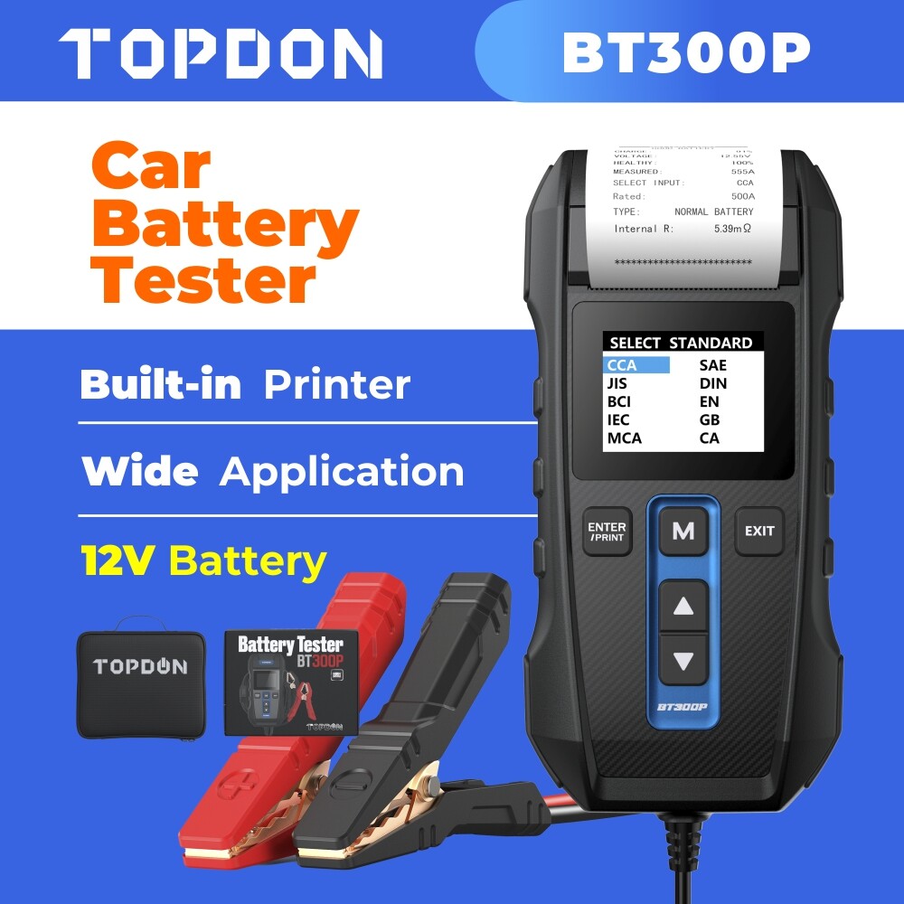 Car Battery Tester 12V 100-2000CCA LeadAcid Battery TOPDON BT300P
